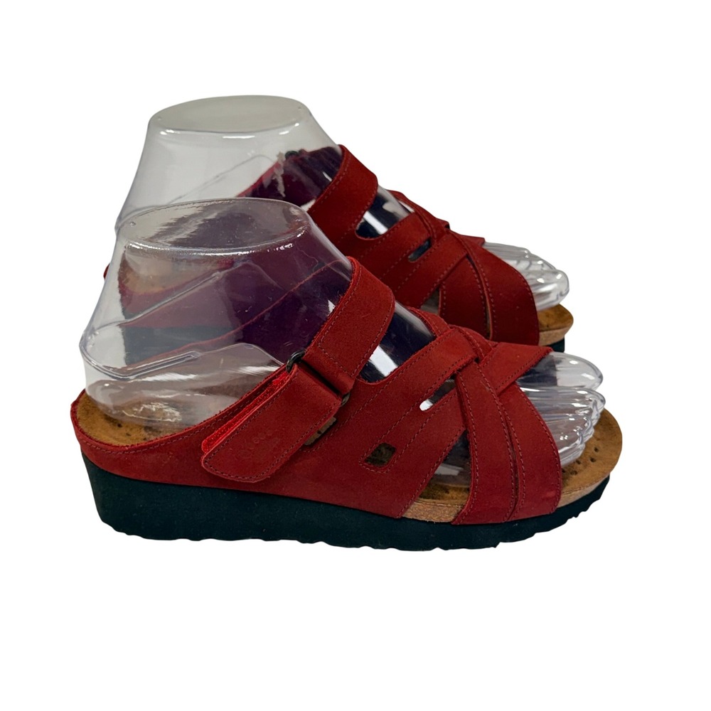 Spring Step Sandal Womens 36/5.5-6 Red Suede Strappy Platform Wedge Boho Comfort